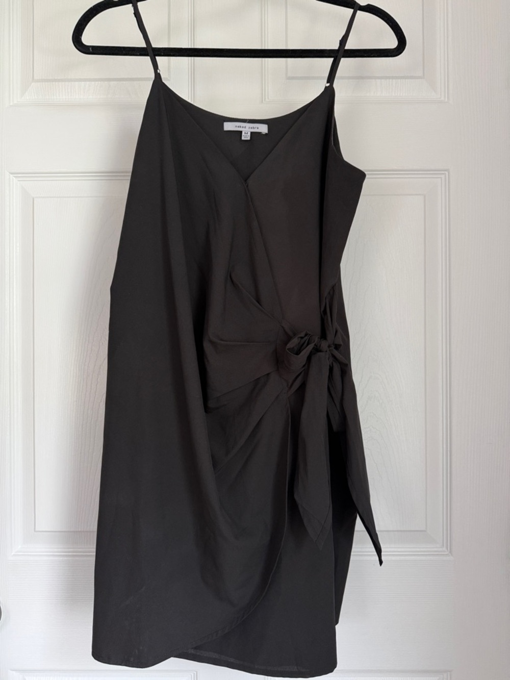 Naked Zebra Black Tie-Waist Slip Dress
